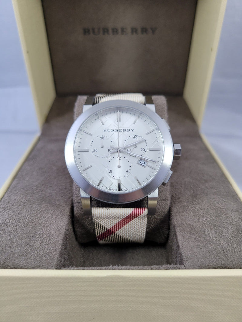 Burberry The City Smoke Dial Checked Brown Leather Strap Watch for Men - BU9358 Buy Now By Burberry