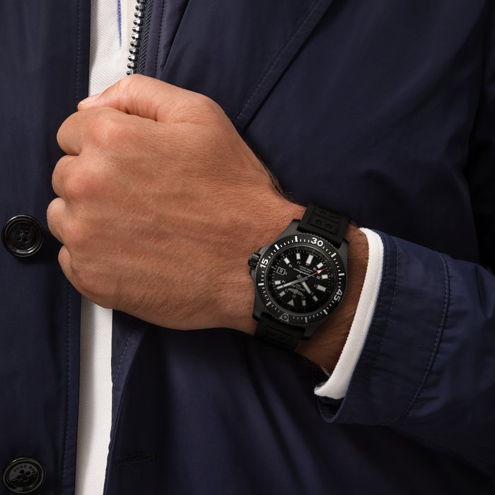 Breitling Superocean 44mm Special Volcano Black Dial Black Rubber Strap Watch for Men - M17393131B1S1