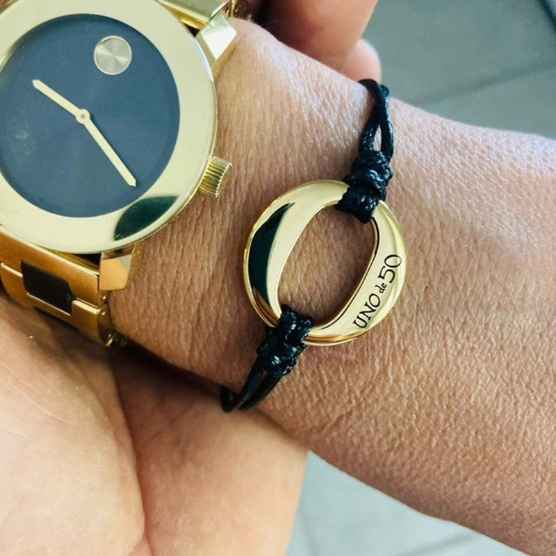 Shop Movado Bold Black Dial Gold Steel Strap Unisex Watch - 3600397 in USA