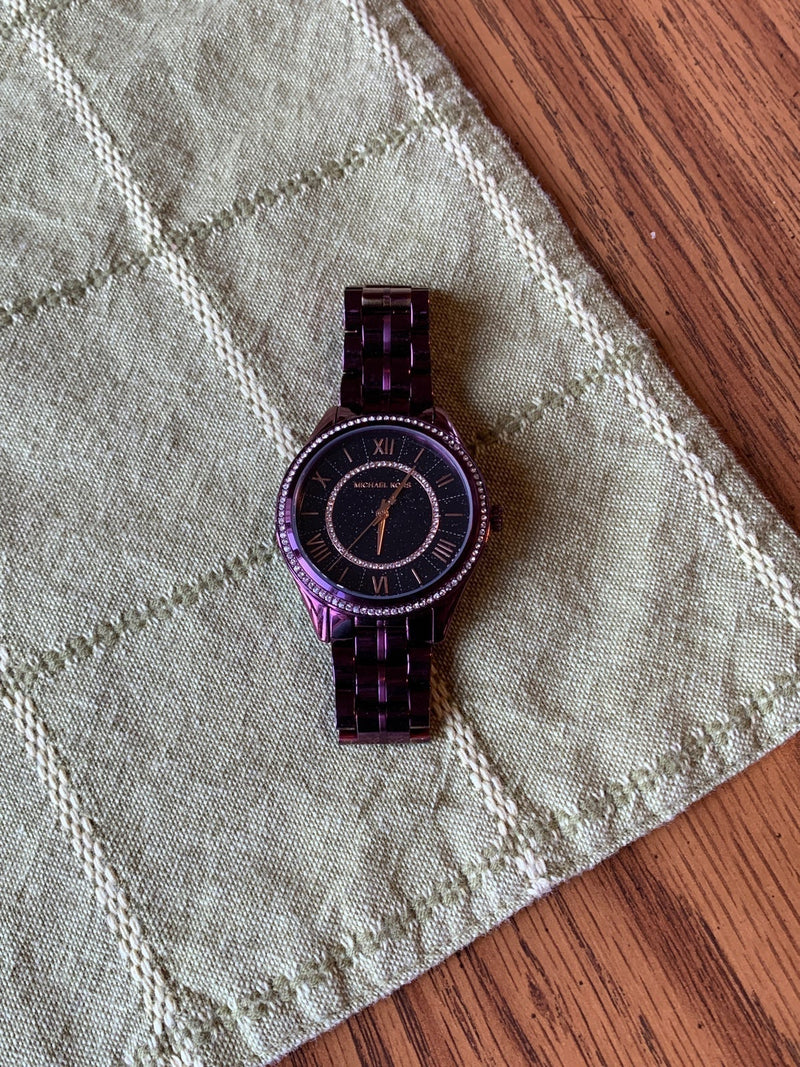 Michael Kors Lauryn Black Dial Purple Steel Strap Watch for Women - MK3724 Buy Now By Michael Kors