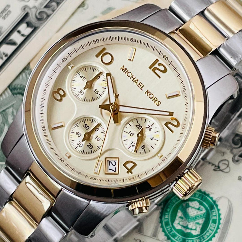 Michael Kors Runway Gold Dial Two Tone Steel Strap Watch for Women - MK5137 Buy Now By Michael Kors