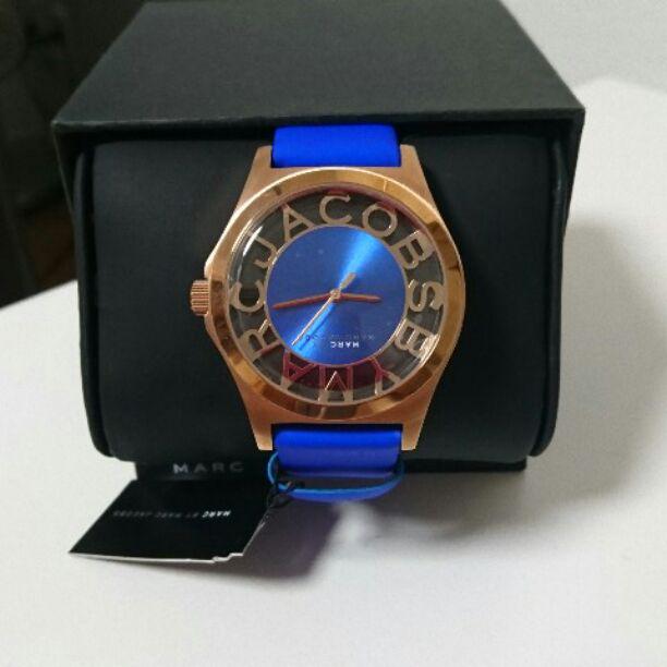 Marc Jacobs Henry Skeleton Blue Dial Blue Leather Strap Watch for Women - MBM1244 Buy Now By Marc Jacobs