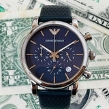 Emporio Armani Luigi Chronograph Blue Dial Black Leather Strap Watch For Men - AR1736 Buy Now By Emporio Armani