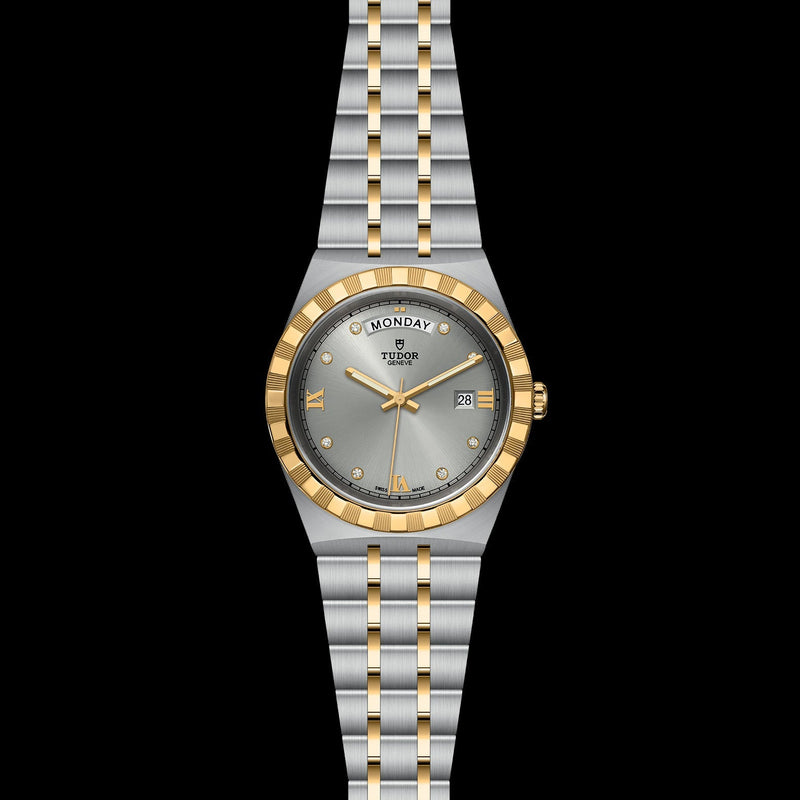 Tudor Royal Diamonds Automatic Grey Dial Two Tone Steel Strap Watch for Men - M28603-0002 Buy Now By Tudor