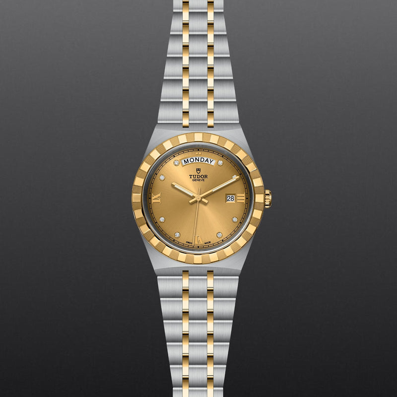 Tudor Royal Automatic Diamonds Gold Dial Two Tone Steel Strap Watch for Men - M28603-0006 Buy Now By Tudor