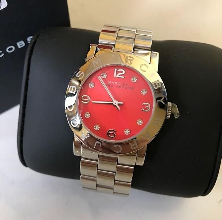Marc Jacobs Amy Red Dial Silver Steel Strap Watch for Women - MBM3302 Buy Now By Marc Jacobs