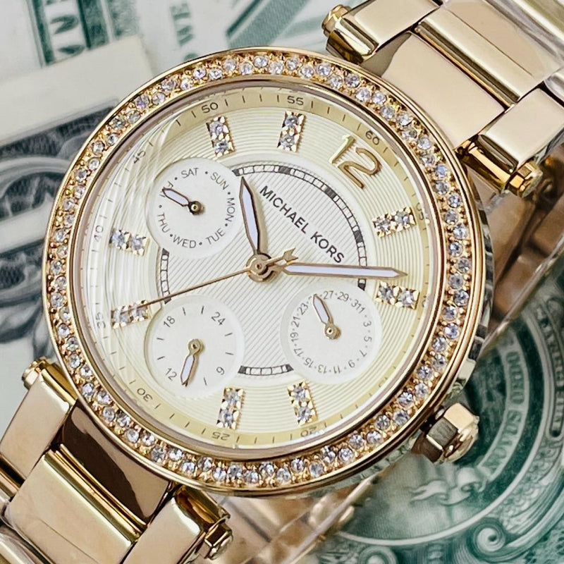 Michael Kors Parker White Dial Gold Steel Strap Watch for Women - MK6056 Buy Now By Michael Kors