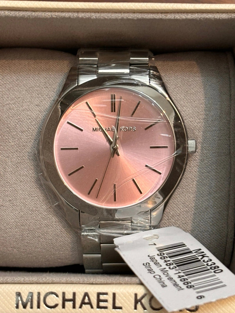 Michael Kors Slim Runway Quartz Pink Dial Silver Steel Strap Watch For Women - MK3380 Buy Now By Michael Kors