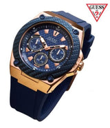 Guess Legacy Chronograph Blue Dial Blue Rubber Strap Watch For Men - W1049G9 Buy Now By Guess