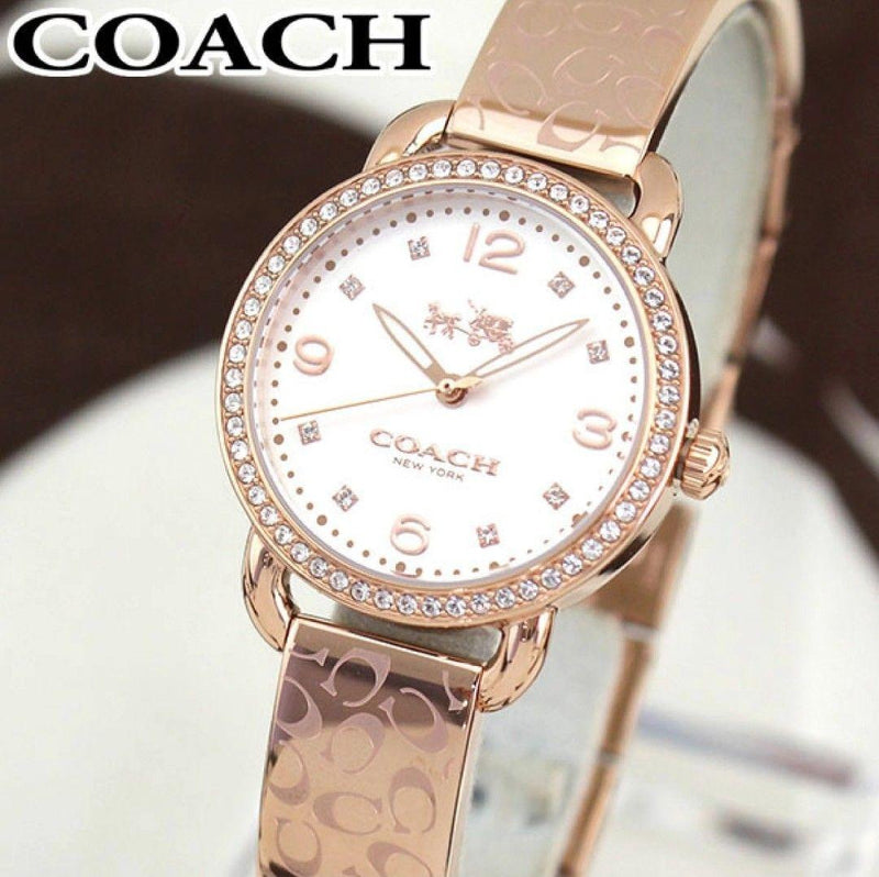 Coach Delancey White Dial Rose Gold Steel Strap Watch for Women - 14502355 Buy Now By Coach