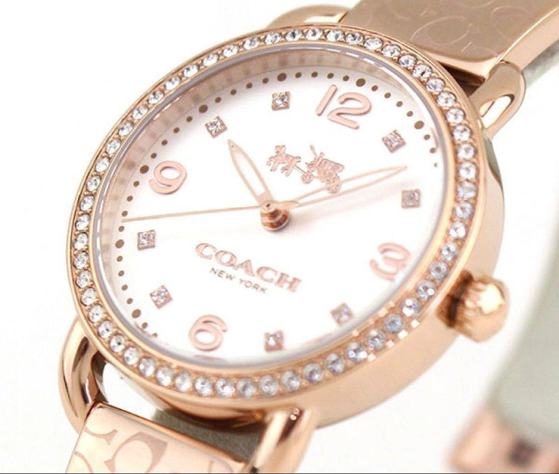 Coach Delancey White Dial Rose Gold Steel Strap Watch for Women - 14502355 Buy Now By Coach