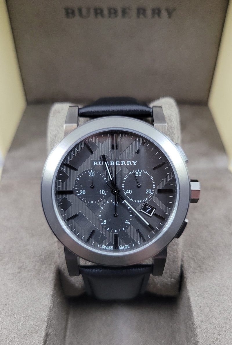 Burberry The City Grey Dial Black Leather Strap Watch for Men - BU9362 Buy Now By Burberry