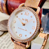 Coach Delancey White Dial Rose Gold Steel Strap Watch for Women - 14502355 Buy Now By Coach