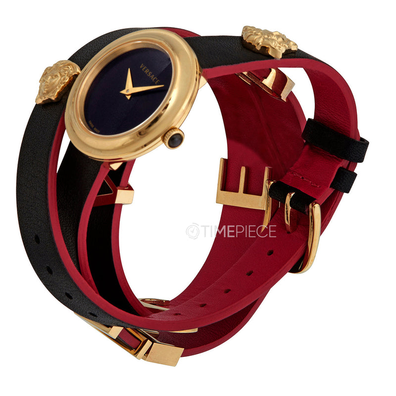 Versace V-Flare Quartz Black Dial Black Leather Strap Watch for Women - VEBN00218 Buy Now By Versace