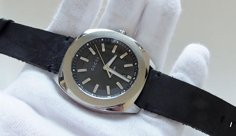 Gucci GG2570 Black Dial Black Leather Strap Watch For Men - YA142206 Buy Now By Gucci