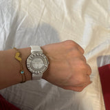 Shop Swarovski Lovely Crystals Mother of Pearl Dial White Leather Strap Watch for Women - 5242904 in USA