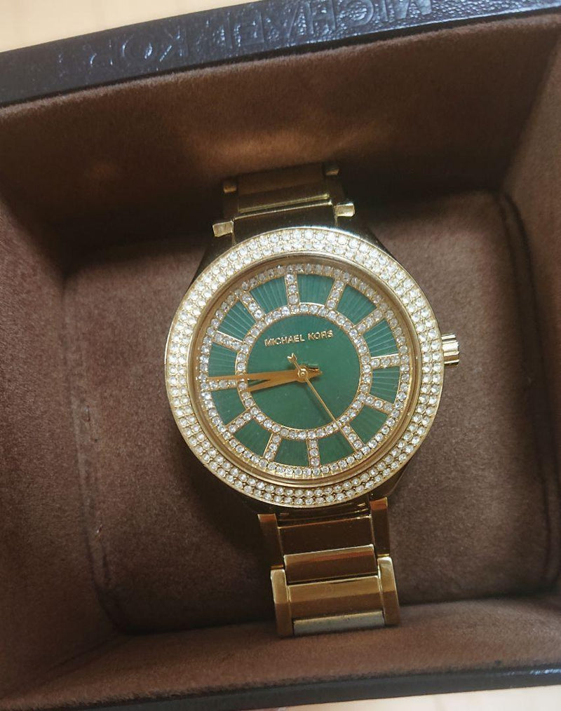 Michael Kors Kerry Green Dial Gold Steel Strap Watch for Women - MK3409 Buy Now By Michael Kors