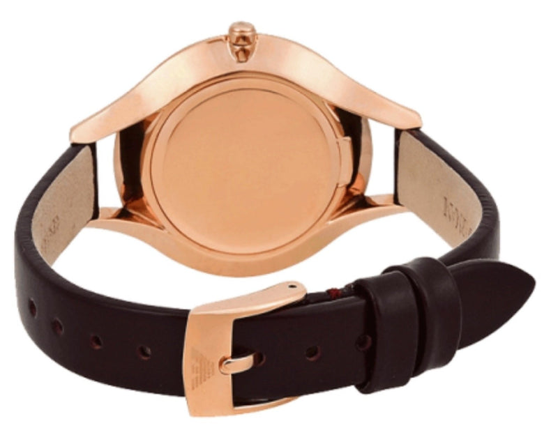 Emporio Armani Aurora Mother of Pearl White Dial Brown Leather Strap Watch For Women - AR11057 Buy Now By Emporio Armani