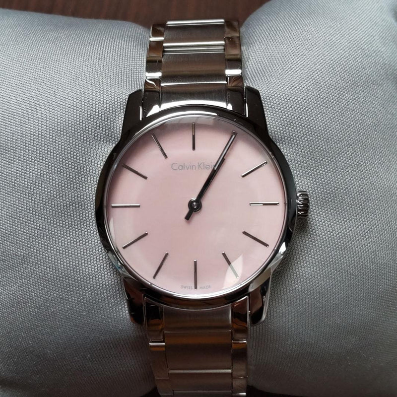 Calvin Klein City Pink Mother of Pearl Dial Stainless Steel Strap Watch For Women - K2G2314E Buy Now By Calvin Klein