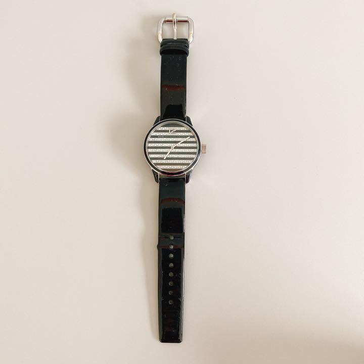 Marc Jacobs Lidia Stripe Glitz Black Dial Black Leather Strap Watch for Women - MBM1166 Buy Now By Marc Jacobs