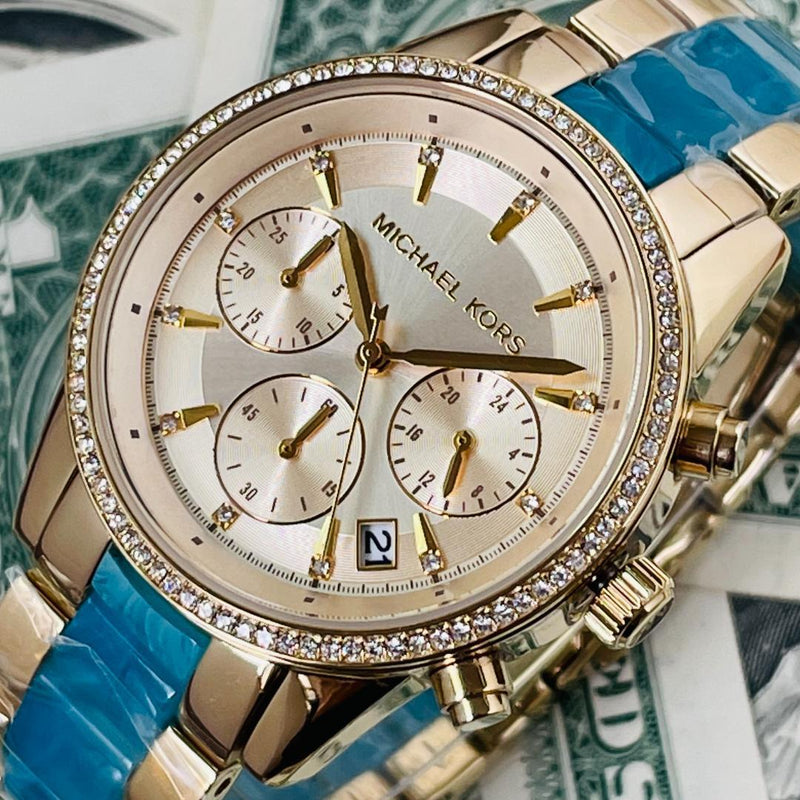 Michael Kors Ritz Gold Dial Two Tone Steel Strap Watch for Women - MK6328 Buy Now By Michael Kors