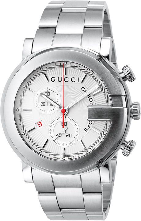 Shop Gucci G Chrono Chronograph White Dial Silver Steel Strap Watch For Men - YA101339 in USA