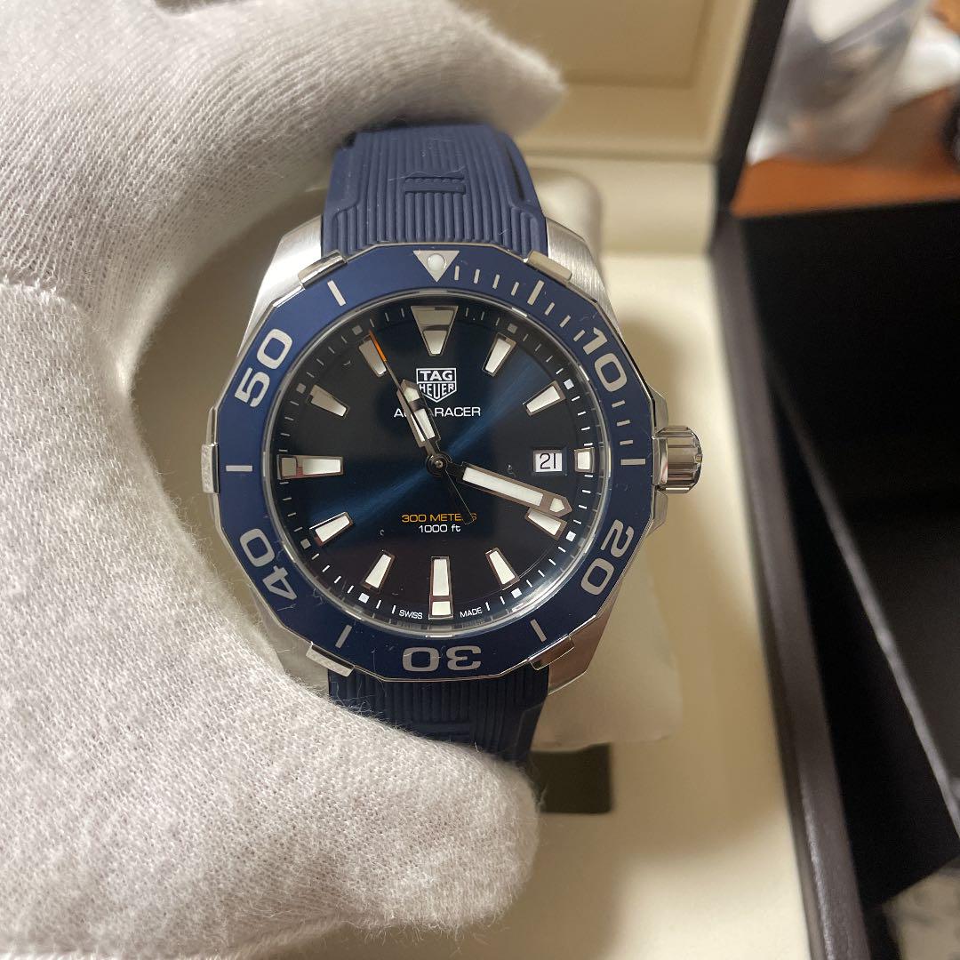 Tag Heuer Aquaracer Blue Dial Blue Rubber Strap Watch for Men - WAY111C.FT6155