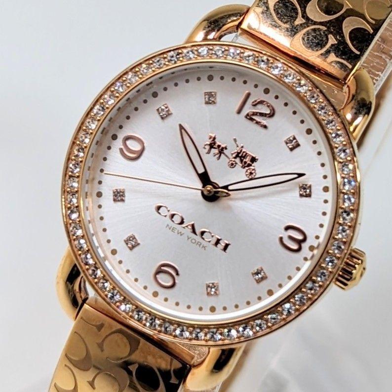 Coach Delancey White Dial Rose Gold Steel Strap Watch for Women - 14502355 Buy Now By Coach