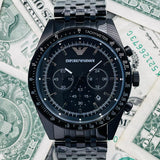 Emporio Armani Tazio Chronograph Black Dial Black Steel Strap Watch For Men - AR5989 Buy Now By Emporio Armani