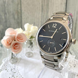 Shop Burberry The Classic Round Black Dial Silver Steel Strap Watch for Men - BU10005 in USA
