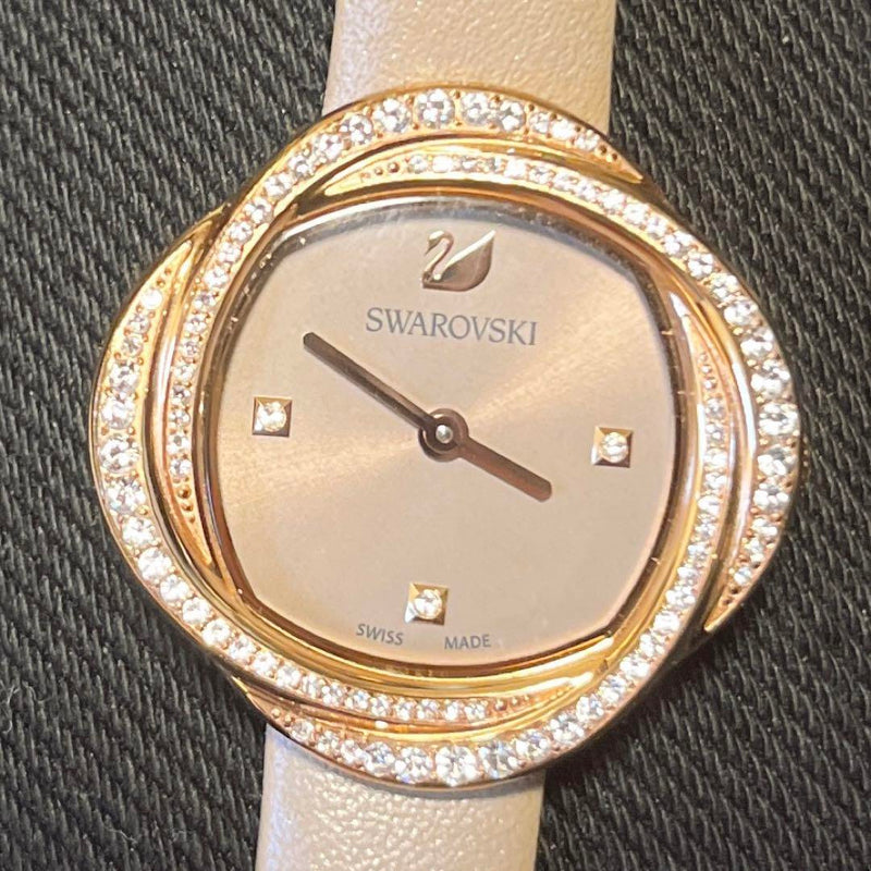 Shop Swarovski Crystal Flower Grey Dial Grey Leather Strap Watch for for Women - 5552424 in USA