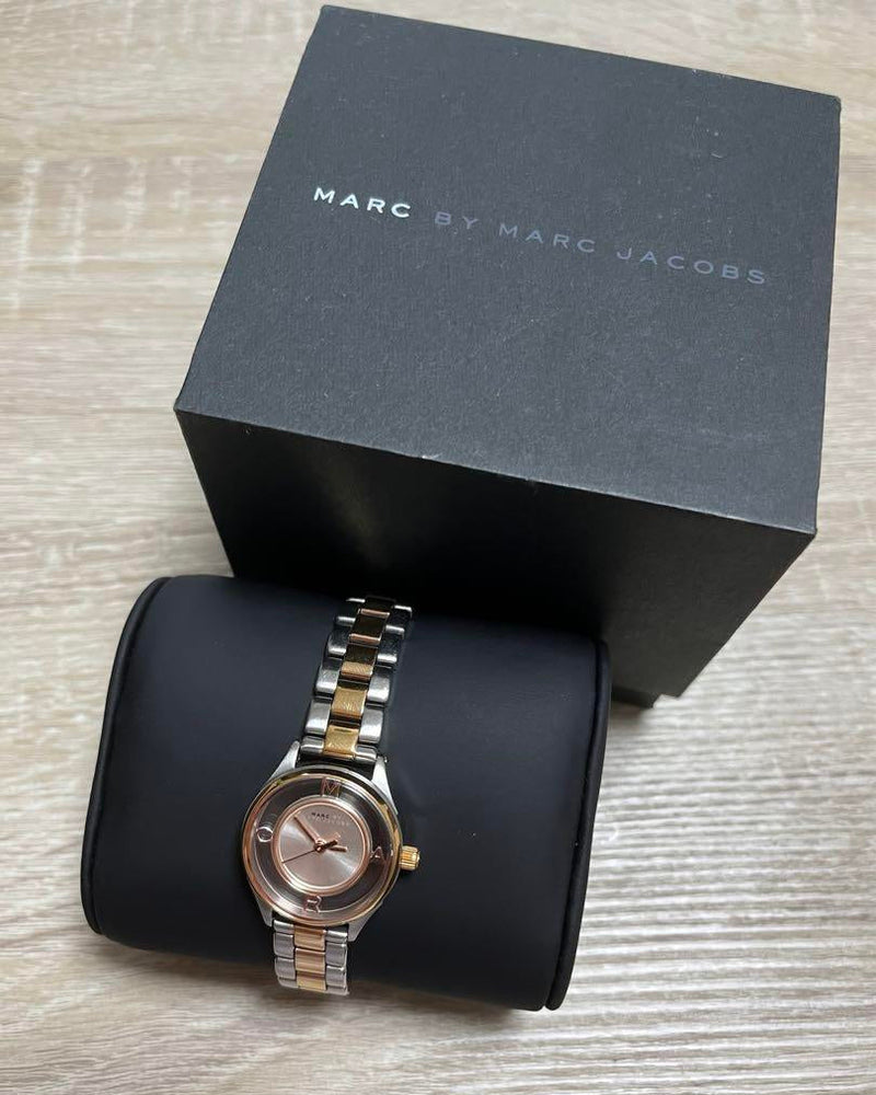 Marc Jacobs Tether Transparent White Dial Two Tone Steel Strap Watch for Women - MBM3418 Buy Now By Marc Jacobs