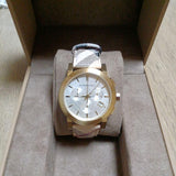 Burberry The City White Dial Haymarket Beige Leather Strap Watch for Women - BU9752 Buy Now By Burberry