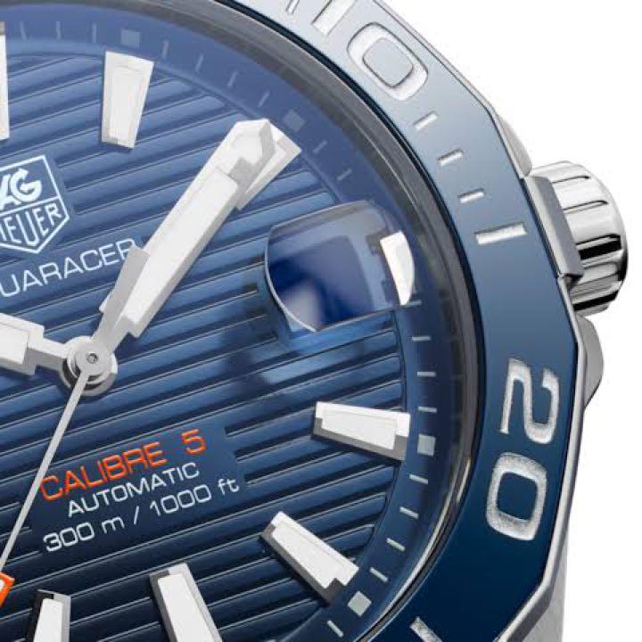 Shop Tag Heuer Aquaracer Calibre 5 Blue Dial Blue Silicone Strap Watch for Men - WAY211C.FT6155 in USA