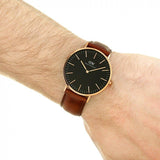 Daniel Wellington Classic St Mawes Black Dial Brown Leather Strap Watch For Men - DW00100124 Buy Now By Daniel Wellington