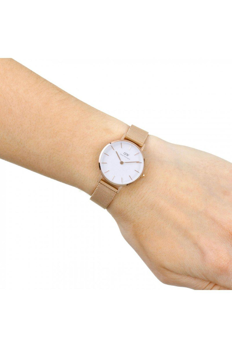 Daniel Wellington Classic Petite White Dial Rose Gold Mesh Bracelet Watch For Women - DW00100219 Buy Now By Daniel Wellington