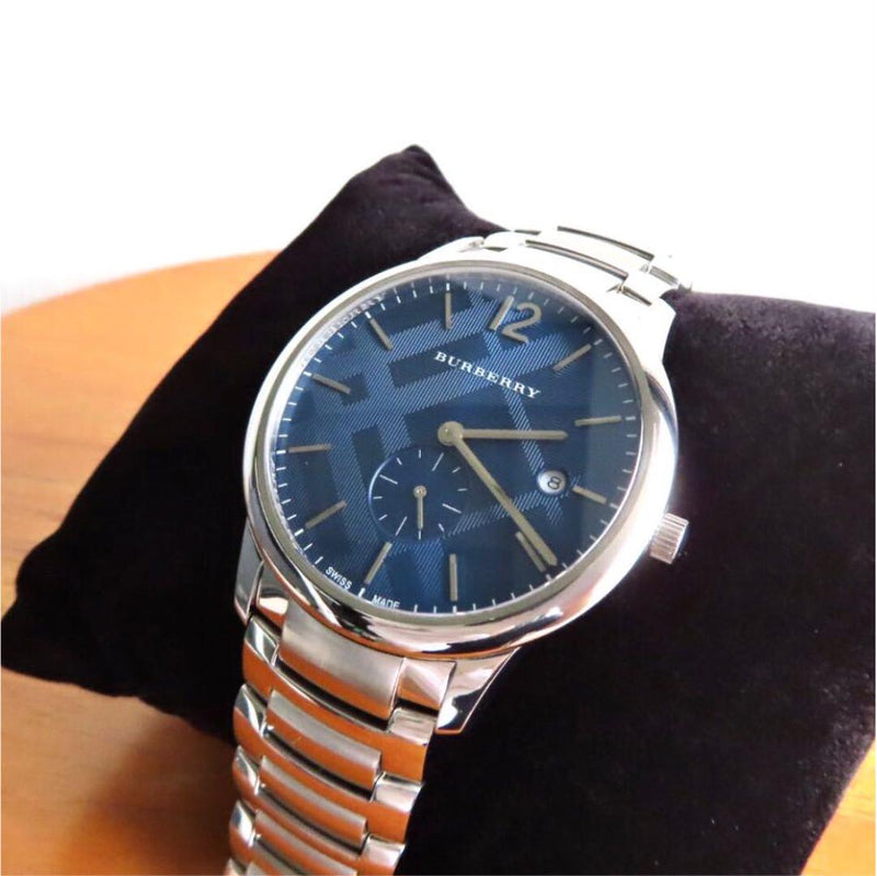 Shop Burberry The Classic Blue Dial Silver Steel Strap Watch for Men - BU10007 in USA