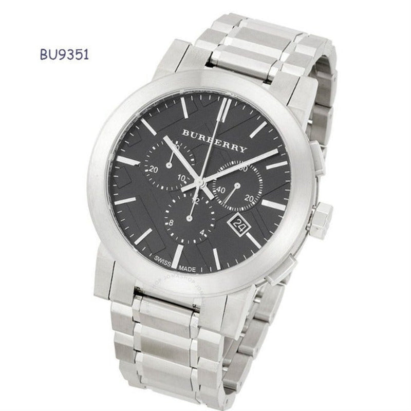 Burberry The City Black Dial Silver Steel Strap Watch for Men - BU9351 Buy Now By Burberry