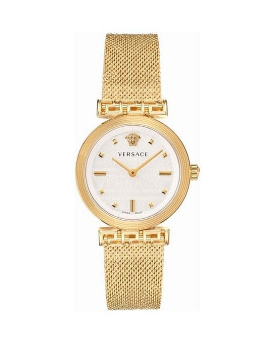 Versace Meander Greca White Dial Gold Mesh Bracelet Watch for Women - VELW00820