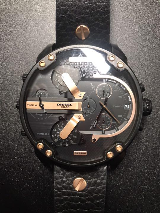 Diesel Mr Daddy 2.0 Chronograph Black Dial Black Leather Strap Watch For Men - DZ7350 Buy Now By Diesel