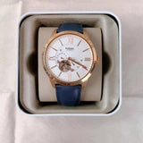 Fossil Townsman Automatic White Dial Navy Blue Leather Strap Watch for Men - ME3171 Buy Now By Fossil