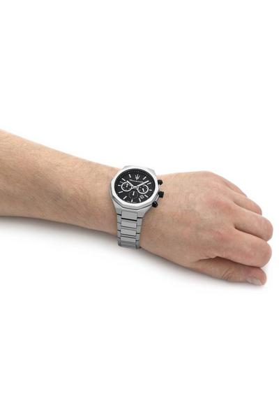 Maserati Stile Chronograph Black Dial Silver Steel Strap Watch For Men - R8873642004 Buy Now By Maserati