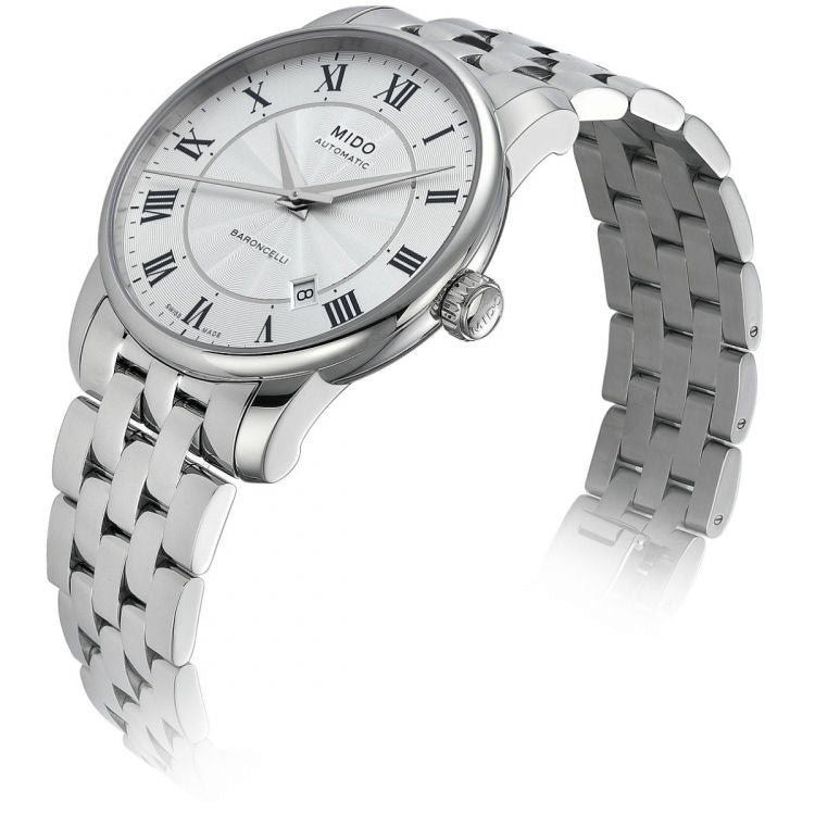 Mido Baroncelli III Automatic Silver Dial Silver Steel Strap Watch For Men - M8600.4.21.1 Buy Now By Mido