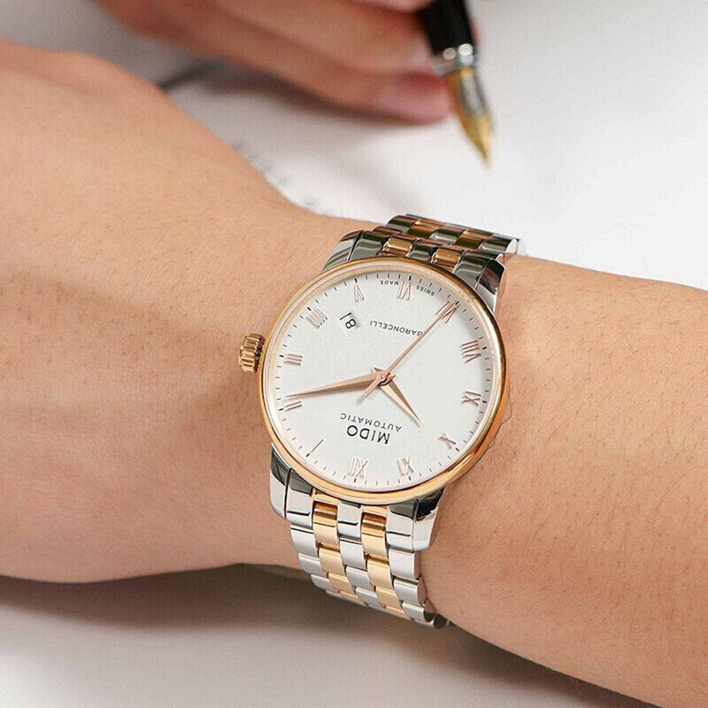 Mido Baroncelli Automatic White Dial Two Tone Steel Strap Watch For Women - M8600.9.N6.1 Buy Now By Mido