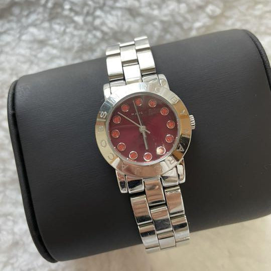 Marc Jacobs Amy Red Dial Silver Steel Strap Watch for Women - MBM3333 Buy Now By Marc Jacobs