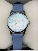 Shop Gucci G Timeless Quartz Mother of Pearl Dial Blue Leather Strap Watch For Women - YA1264124 in USA
