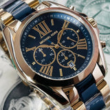 Michael Kors Bradshaw Navy Blue Dial Two Tone Steel Strap Watch for Women - MK6268