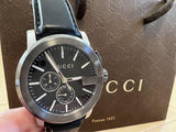 Shop Gucci G Chrono Black Dial Black Leather Strap Watch For Men - YA101205 in USA