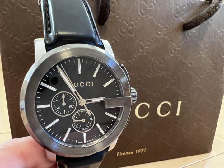 Shop Gucci G Chrono Black Dial Black Leather Strap Watch For Men - YA101205 in USA