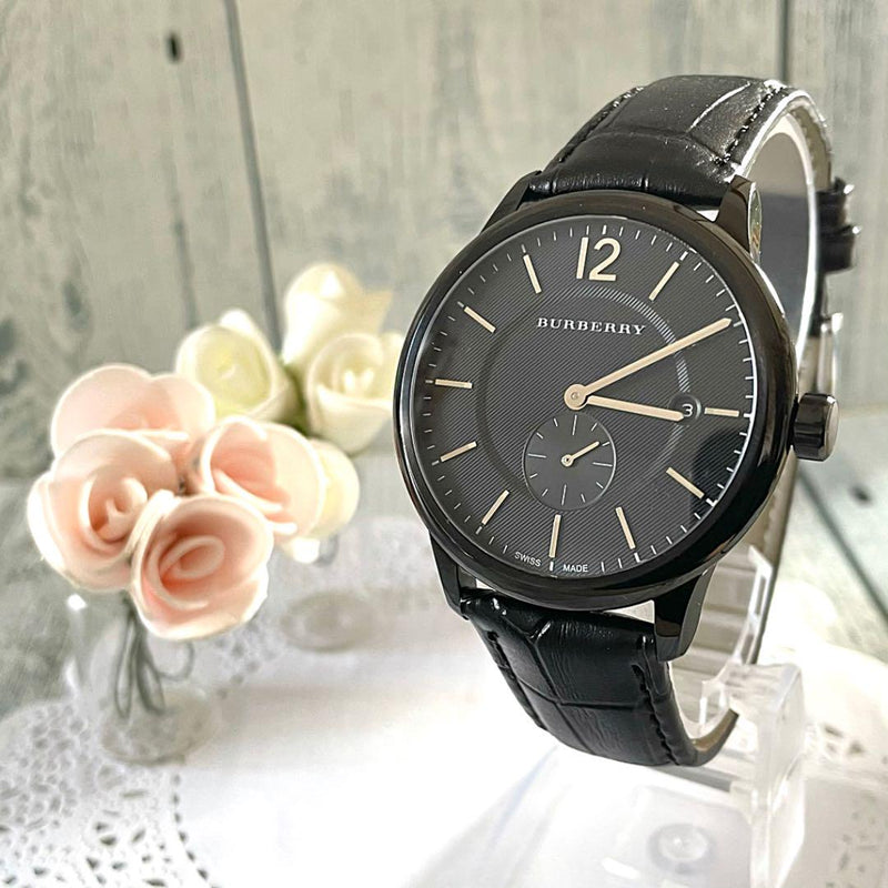 Shop Burberry The Classic Black Dial Black Leather Strap Watch for Men - BU10003 in USA